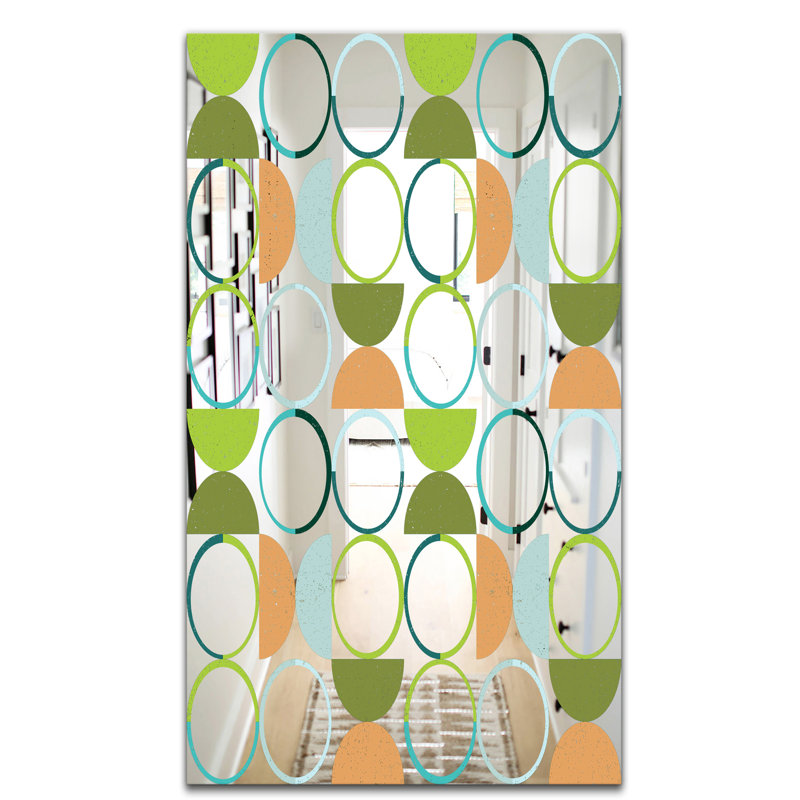 Miroir d'appoint circulaire et moderne, H 32 po x l 24 po, Bleu / Brun