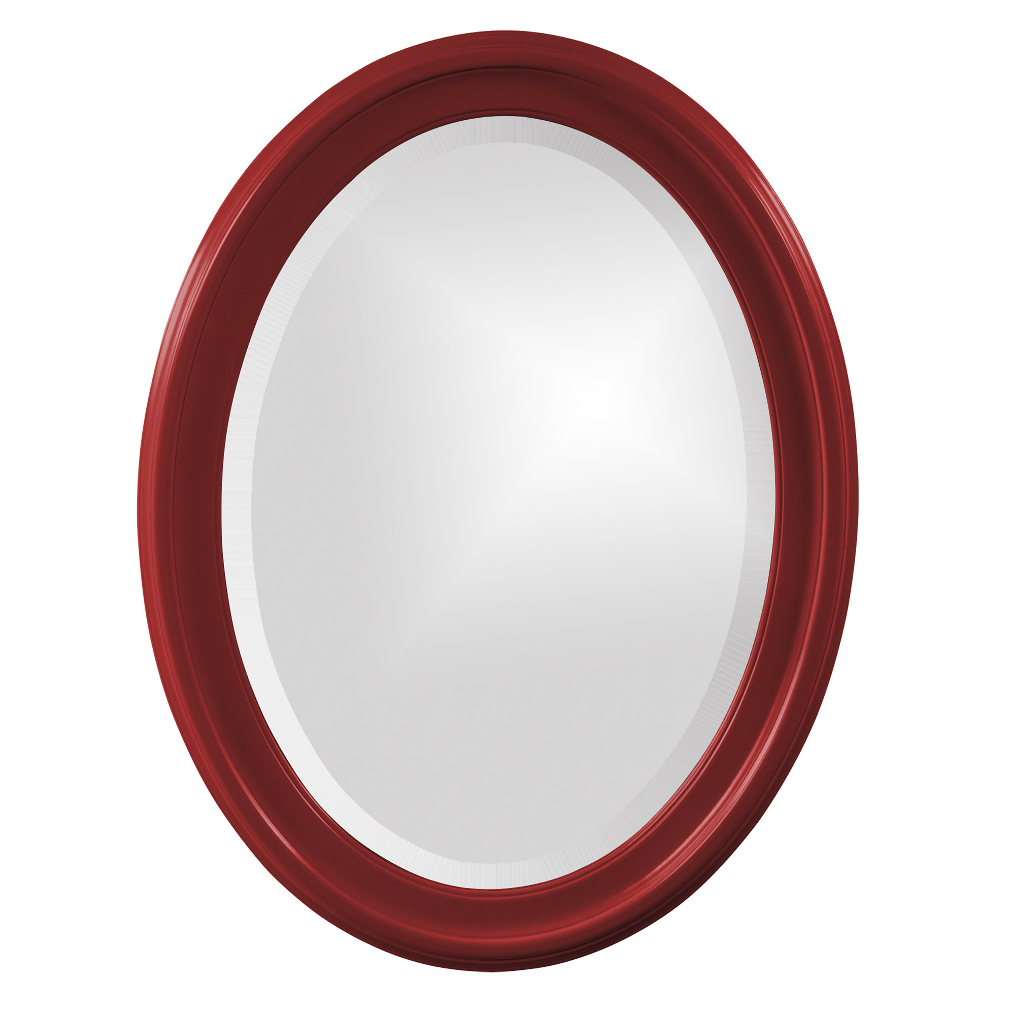 Borna Solid Wood Oval Mirror, Red