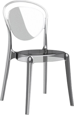 Parisienne Transparent Chair with Polycarbonate Seat, Transparent