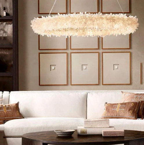 Lustre en cristal de quartz, H 7 po x l 32 po x P 32 po