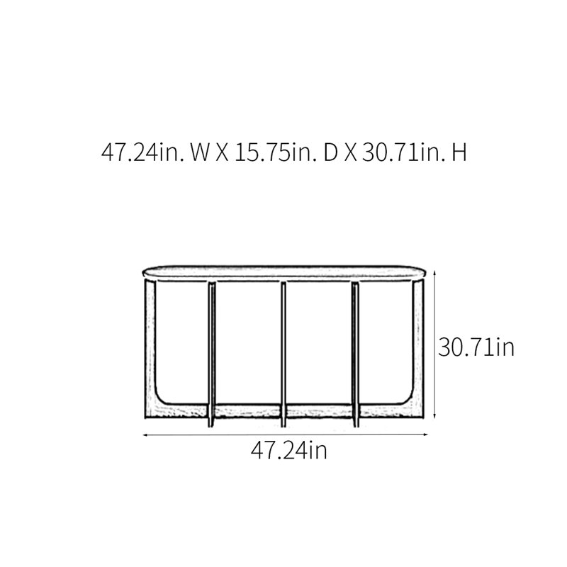 Console rétro minimaliste, H 30,71 po x l 47,24 po x P 15,75 po