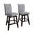 5-Piece Counter-Height Round Dining Set with Cushioned Linen Chairs, Grey-1247422495
