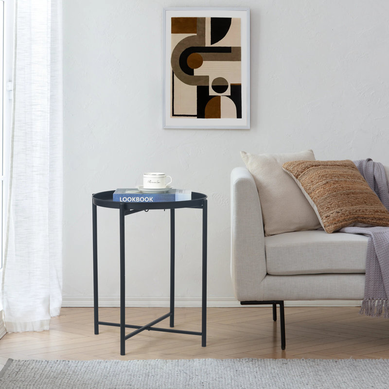 Iron Tray Top End Table, Black