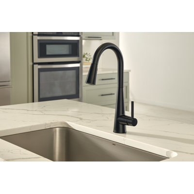 Robinet de cuisine élégant noir mat à une poignée à arc arqué à une poignée MotionSense Wave