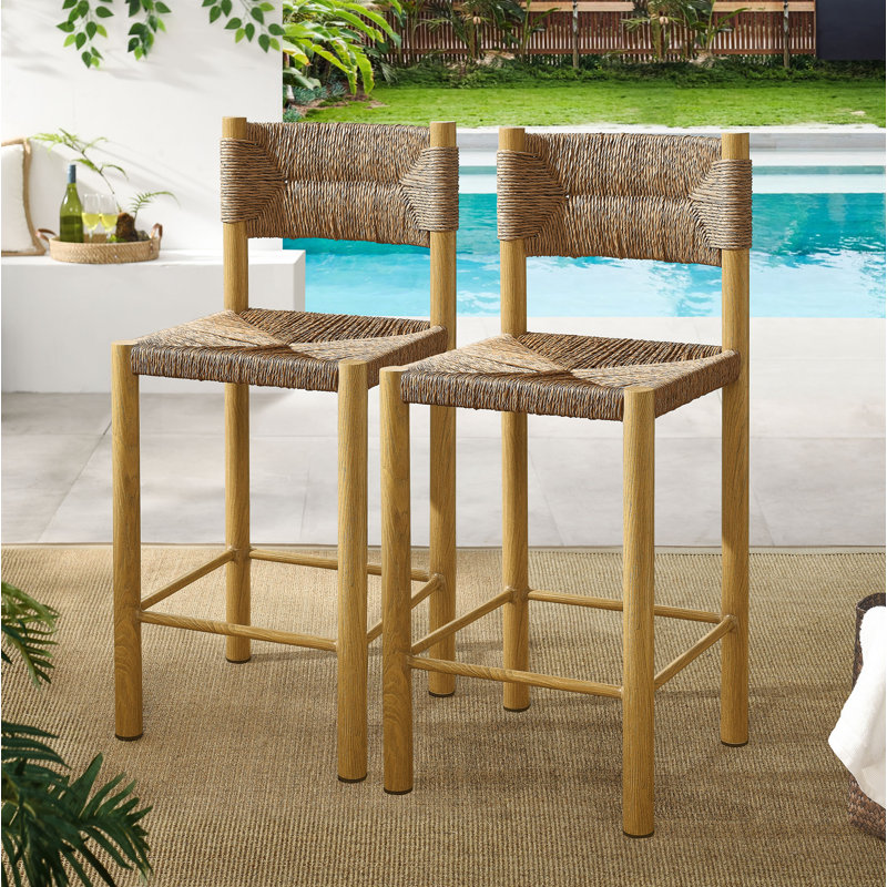 Ensemble de 2 tabourets de comptoir d'extérieur en rotin et aluminium Parkland, Naturel / naturel, H 26 po