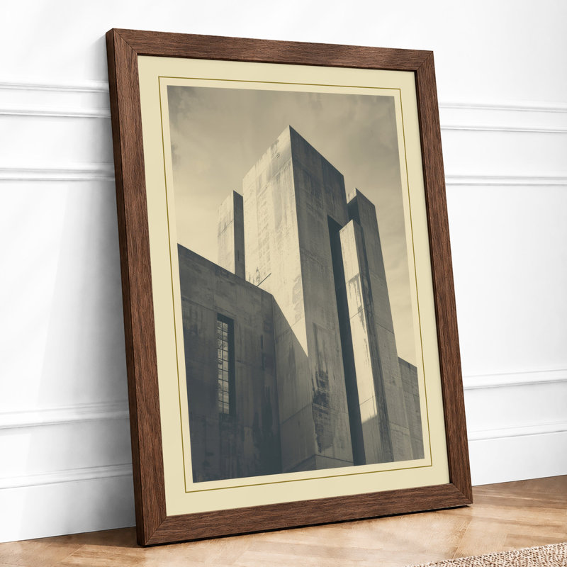 Monumental Towers Industrial - Framed Print, A3 - 42.0 x 29.7 cm, Walnut