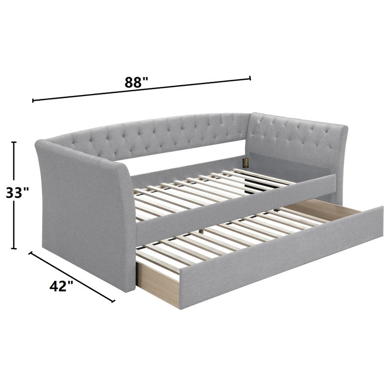 Upholstered Daybed, Light Gray