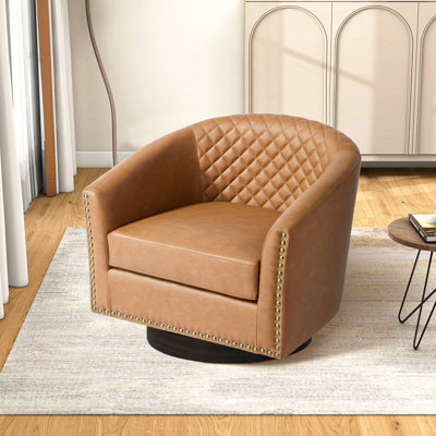 75.2Cm Wide Tufted Swivel Barrel Chair