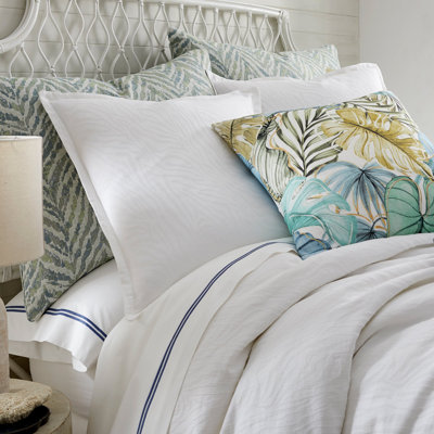 Waves Duvet Set – White Cotton and Linen | 1 Duvet Cover + Euro Shams | Inserts Not Included