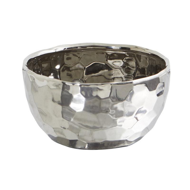 Hewitt Ceramic Table Vase, Silver, 4.5" H x 8.75" W x 8.75" D