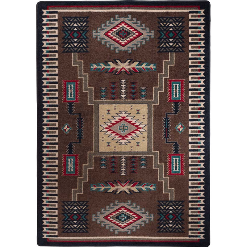 Tapis brun à tissage plat Busselton Southwestern, Rectangle : 2 pi 8 po x 3 pi 11 po