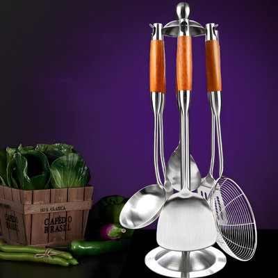 Stainless Steel Kitchen Utensil Set - 7-Piece Non-Stick Cooking Tools With Spatula, Spoon, And Turner For Home Use