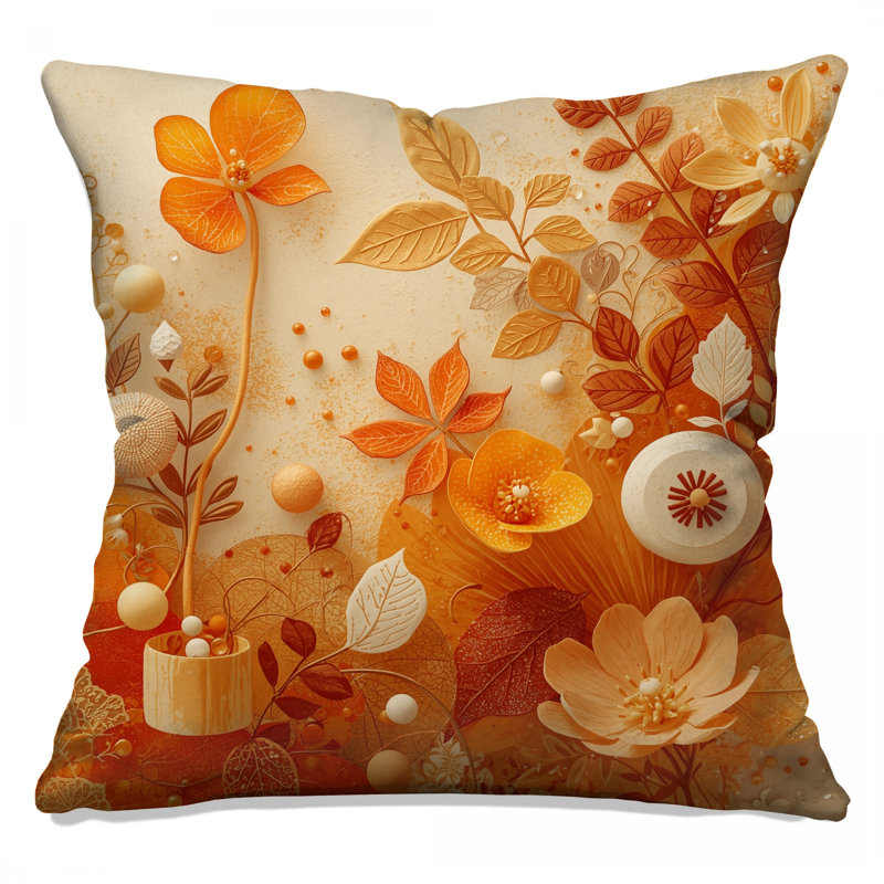 Coussins décoratifs à motif floral d'automne, 16 x 16 pouces