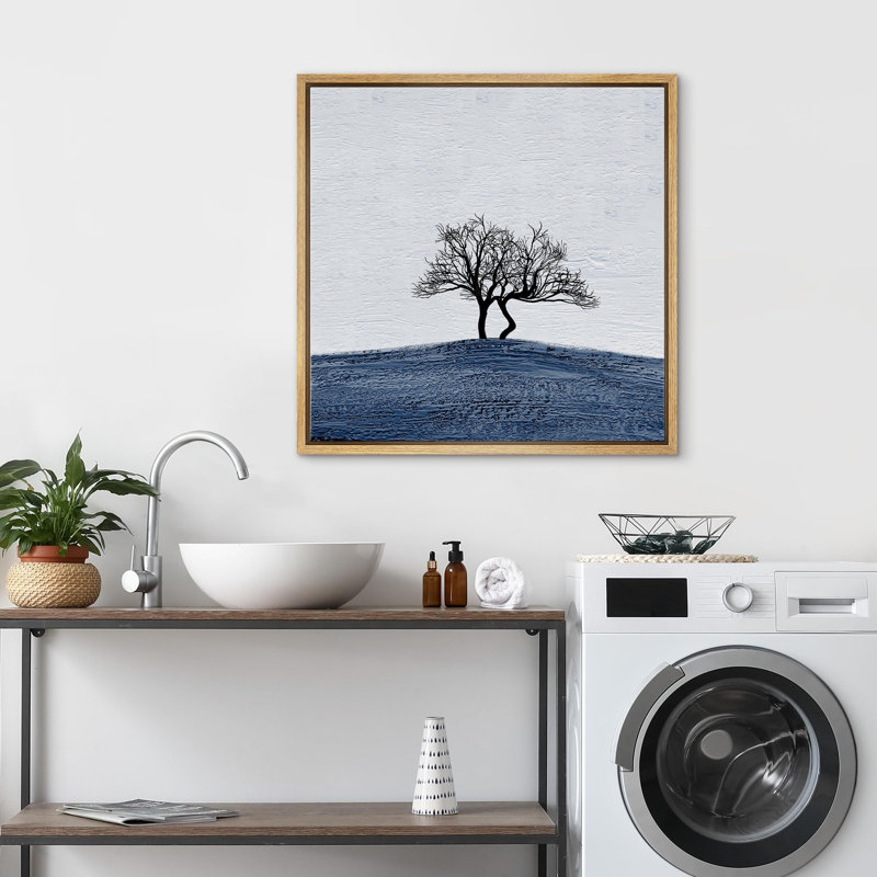 " Tree In Blue Field ", 24" H x 24" W, Natural
