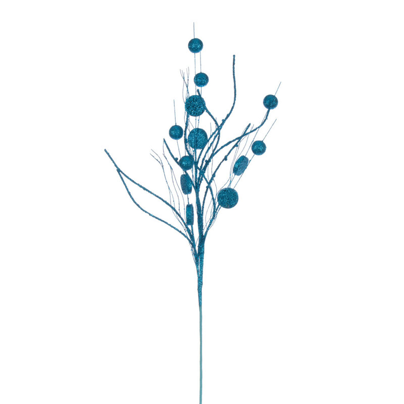 Vaporisateur de 33 po Ball and Coin Glitter Twig, 6 par sac., Bleu turquoise
