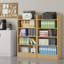 Bibliothèque à 5 tablettes multifonctionnelle en bois moderne avec un design incurvé, un déflecteur anti-poussière et une fabrication robuste pour le bureau à domicile, couleur bois d'ingénierie-443967058