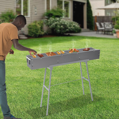 Portable BBQ Grill Folding Camping Barbecue Grill Charcoal Grills for Outdoor Picnic Beach Backyard Group Barbecuing Activities
