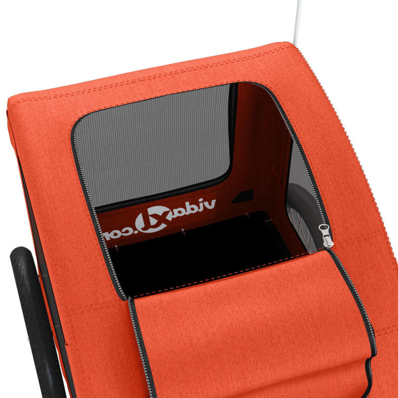 vidaXL Pet Bike Trailer Oxford Fabric and Iron, 53cm H x 124cm W x 53cm D, Orange