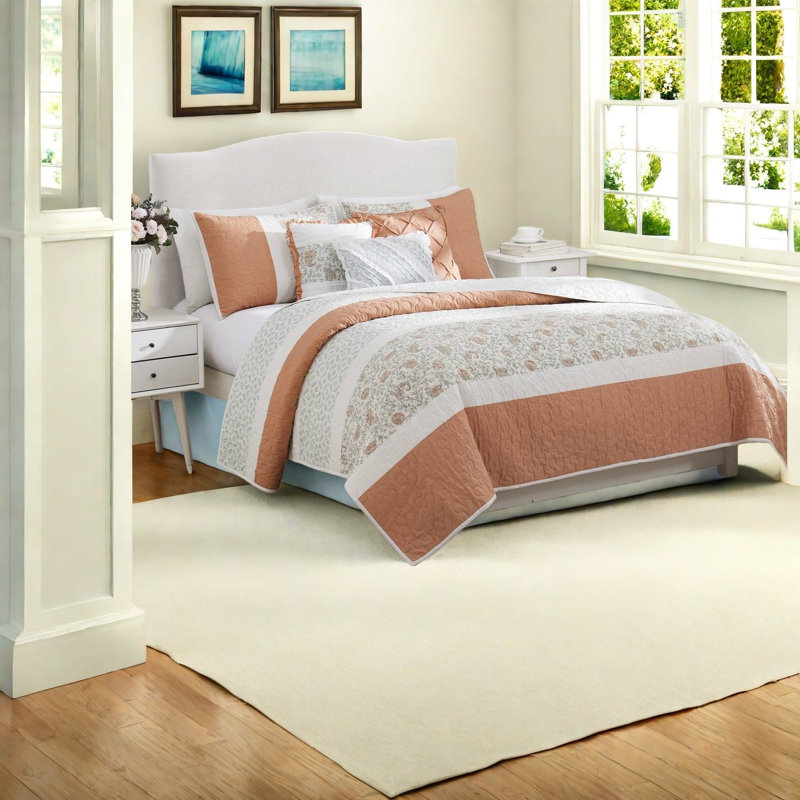 Ensembles de literie Farmhouse Chic, coton percale corail, idéal pour la maison