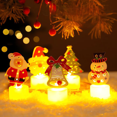 Veilleuse lumineuse DEL originale pour Noël, avec Père Noël et bonhomme de neige.
