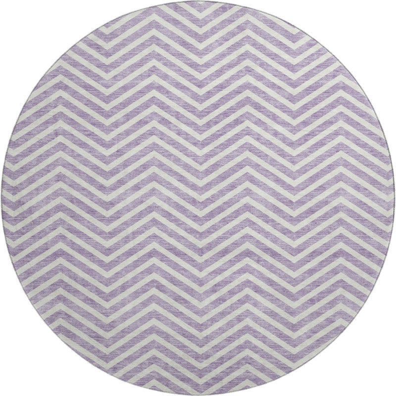Tapis lilas Prisco lavable à la machine de qualité supérieure, Rond 8 pi