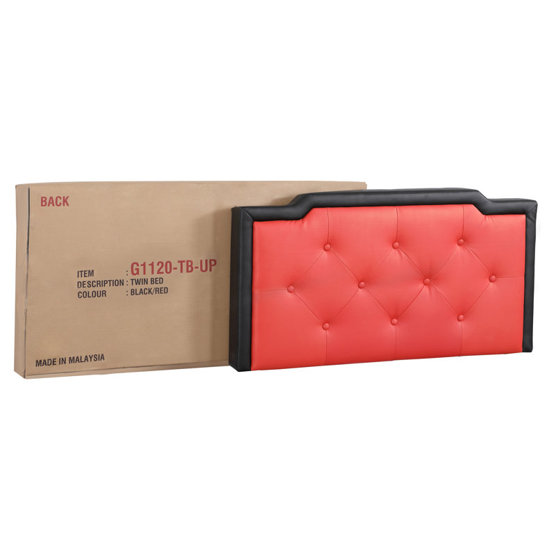Upholstered Panel Bed, Twin, Black/Red