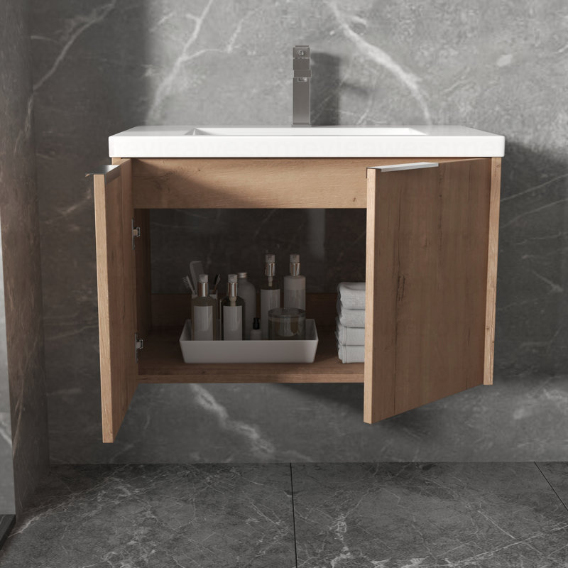 Meuble-lavabo à fermeture en douceur avec lavabo, 30 pouces pour petite salle de bain, 30X18-00630 IMO (KD-Packing), 30"