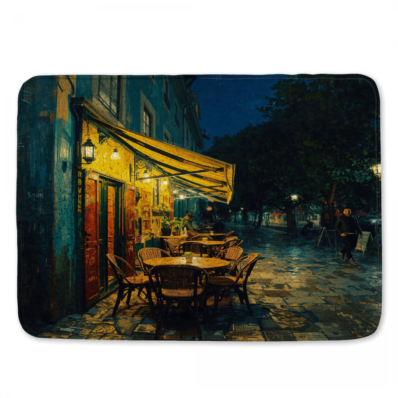 Tapis de bain d'extérieur café la nuit, 34in W x 21in L