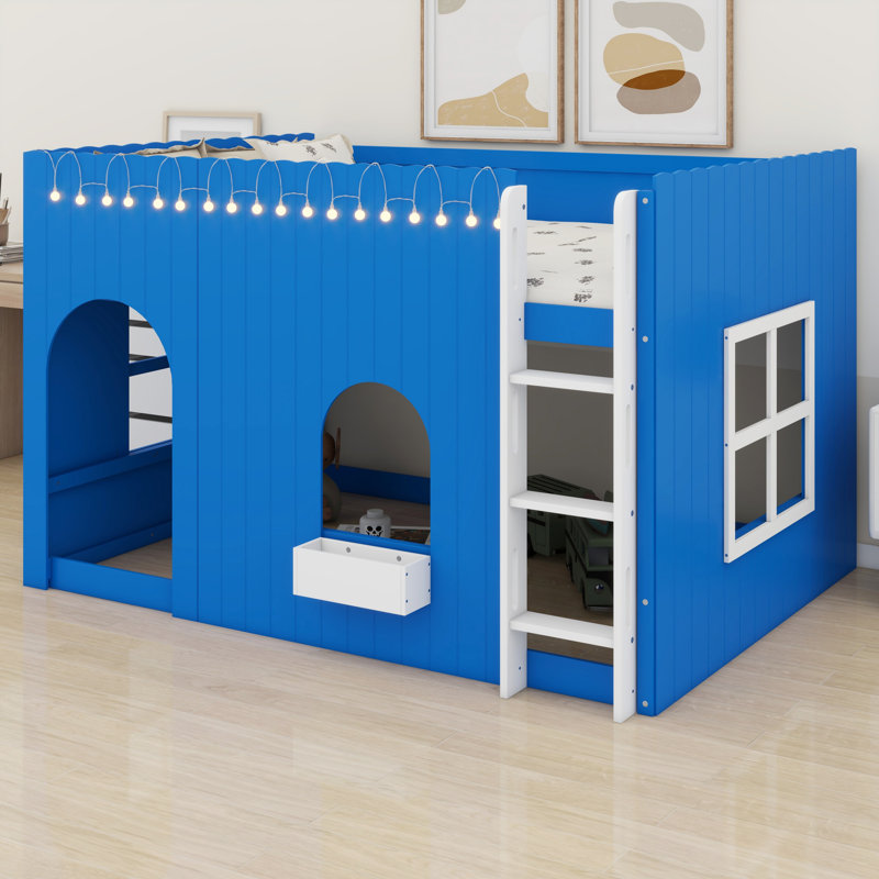 Dreamy Loft Bed Built-in LED Light String, Klein Blue, Full