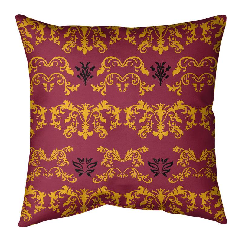 Damask Reversible Throw Pillow, 36" x 36", Yellow/Red/Black