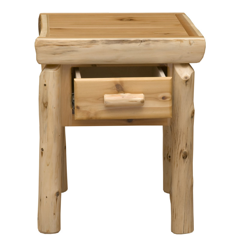 Fireside Lodge Cedar Log One Drawer Nightstand - Natural, Traditional