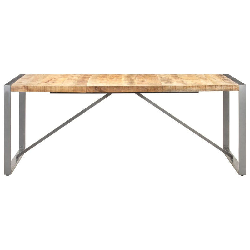 Dining Table Solid Mango Wood, 39.4" W x  78.7" L, Silver
