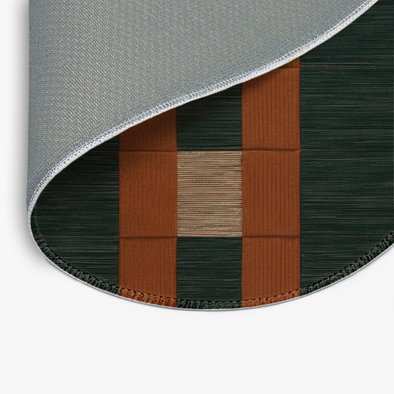 Tapis d'intérieur et d'extérieur à carreaux vert, Rond 5 pi