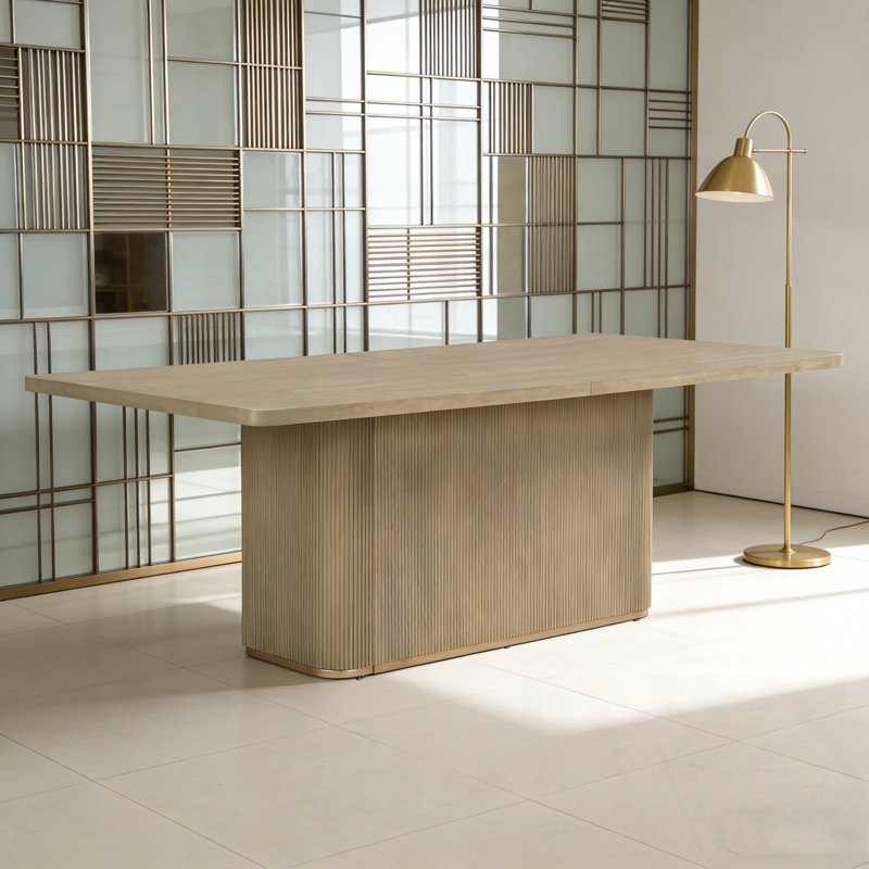 Rectangular Dining Table With Sturdy Base, Walnut