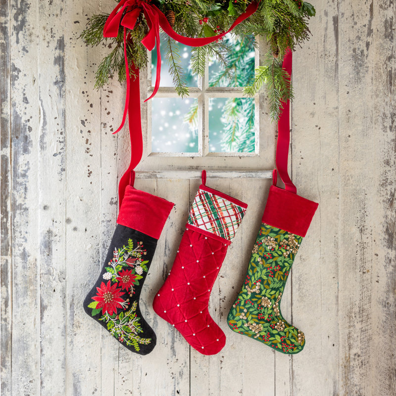 Holiday Cheer Red and Green Plaid Cotton Stocking