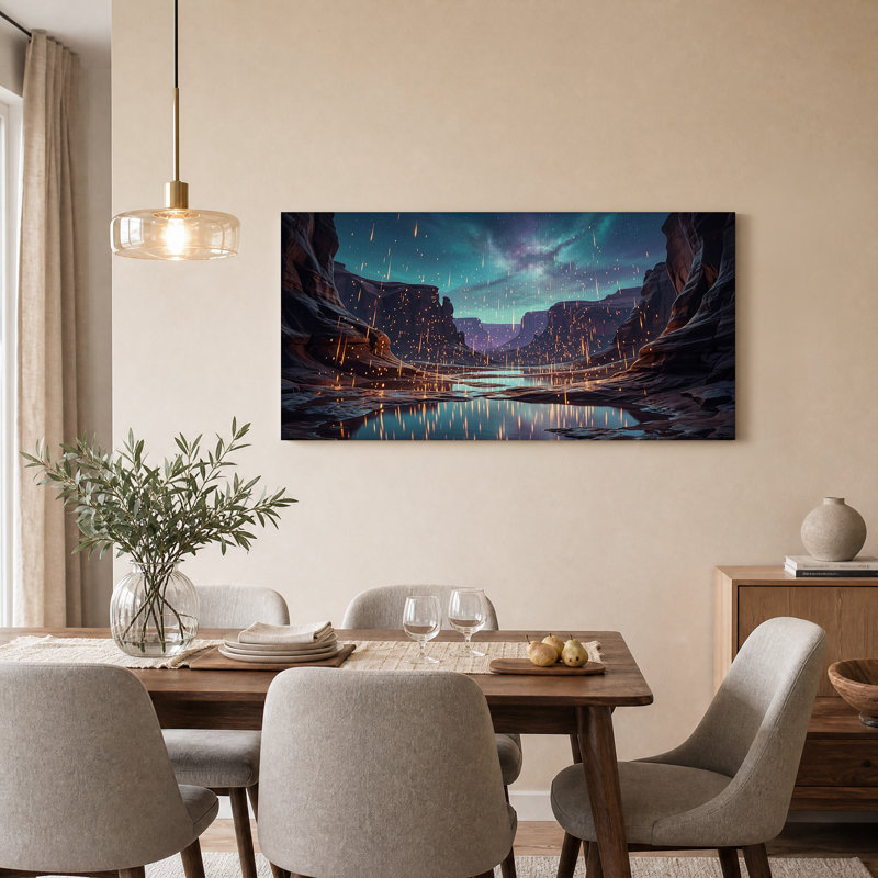 Toile brillante sur le lac Canyon, 46“W x 24”H