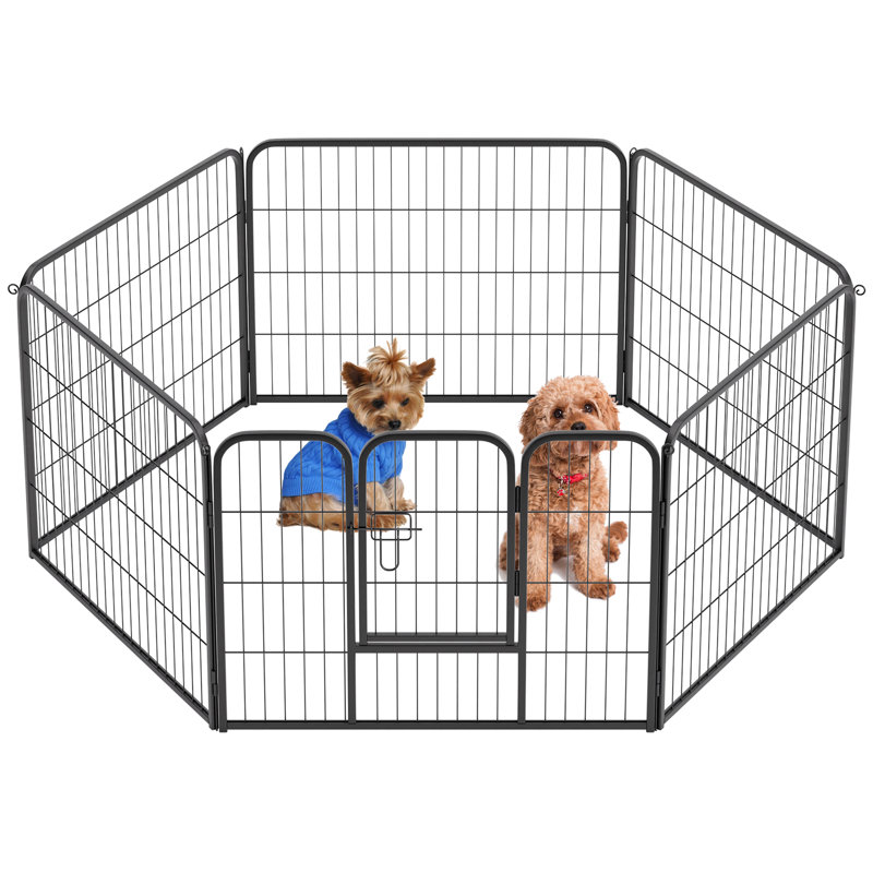 Black Metal Indoor/Outdoor Dog Playpen with Door