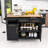 Rolling Kitchen Island with Drop Leaf, Pull-Out Organizers, Charging Ports and Trash Can Cabinet-307225792