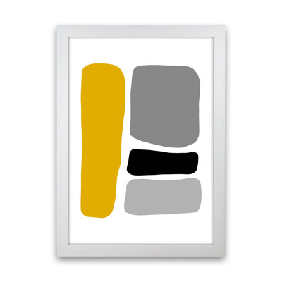 Mustard And Black Abstract Stones 1 by Pixy Paper - Print