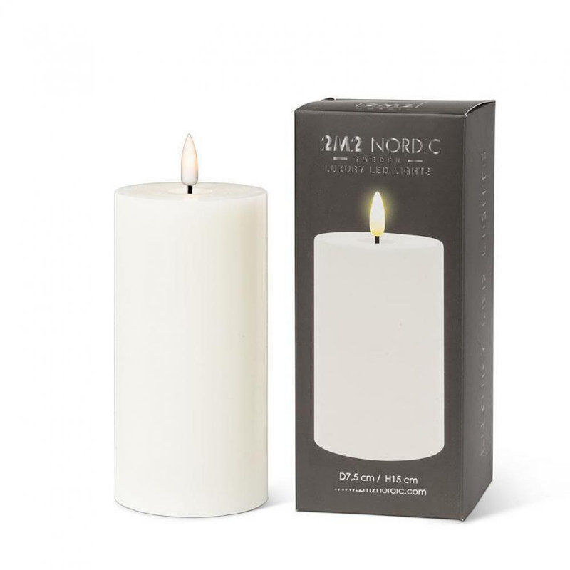 Unscented Flameless Candle, 6" H x 3" W x 3" D, Sand, 1