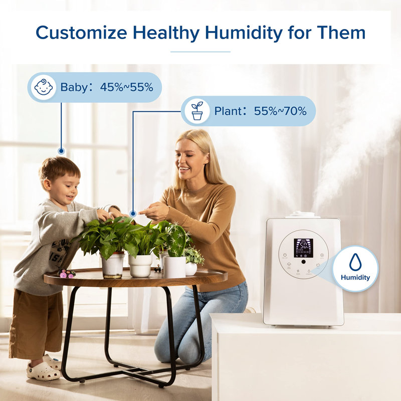 White Ultrasonic Humidifier with Warm and Cool Mist, 6L Capacity