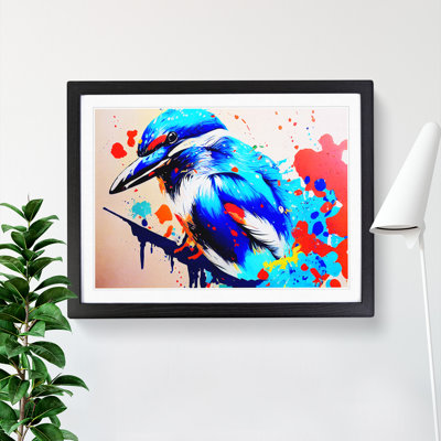 Kingfisher Bird Splashed Vol.3 Abstract - Framed Print