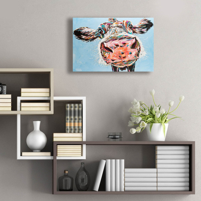«Funny Cow 1» par Carolee Vitaletti, art mural en verre acrylique, H 16 po x l 24 po x P 0,2 po