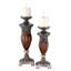 Ensemble de deux porte-bougies piliers de table bronze et brun