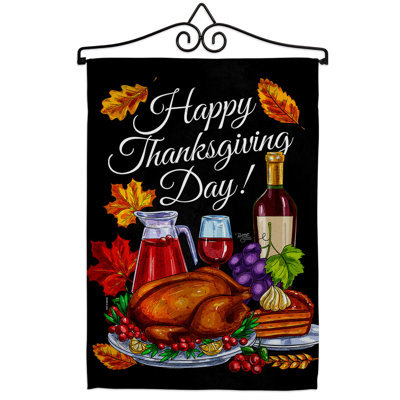 Double Sided 18.5'' H x 13'' W Polyester Thanksgiving Flag Set