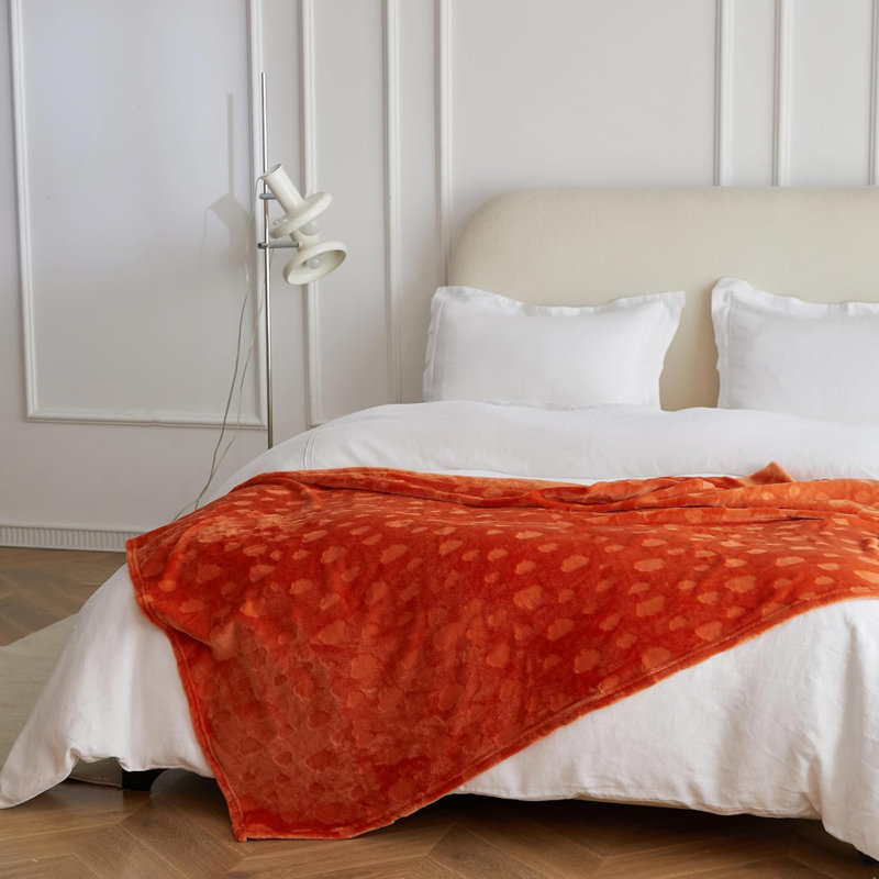 Jeté pour couvertures douces et moelleuses pour femmes, Orange brûlé