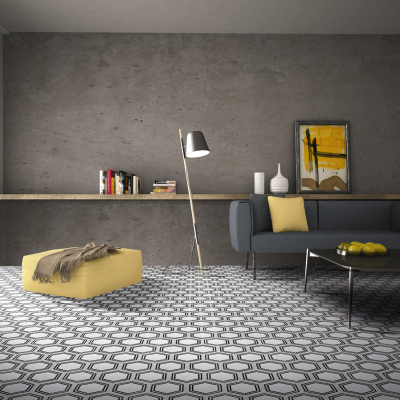 Amelia 6.5" x 6" Marble Honeycomb Polished Mosaic Wall & Floor Tile, Light Gray