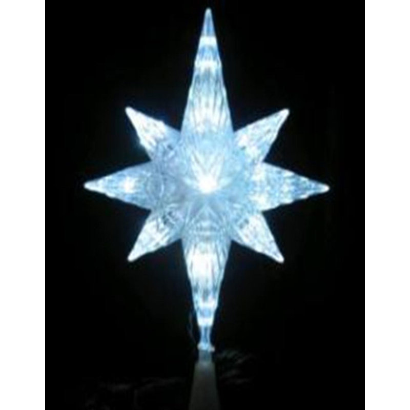Décoration pour sommet de sapin en forme d'étoile 11 "en cristal clair à DEL clair Bethlehem - transparent
