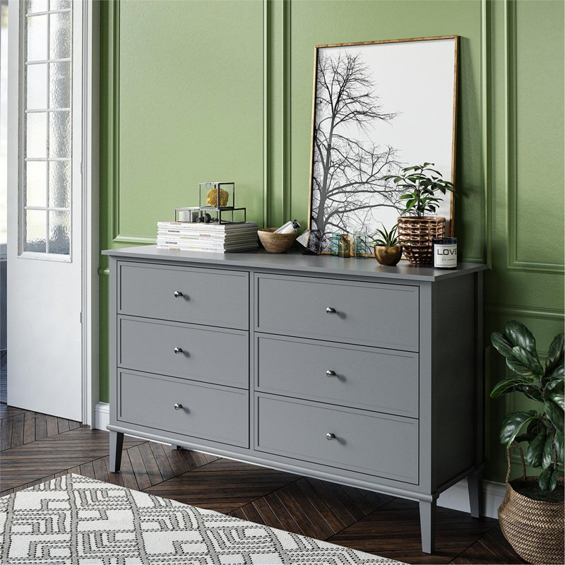 Commode 6 tiroirs Franklin, Gris