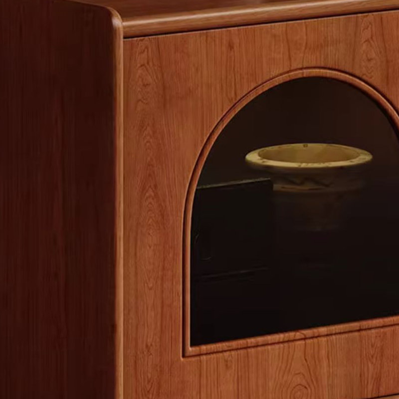 Meuble télé rétro à conception incurvée, Brun